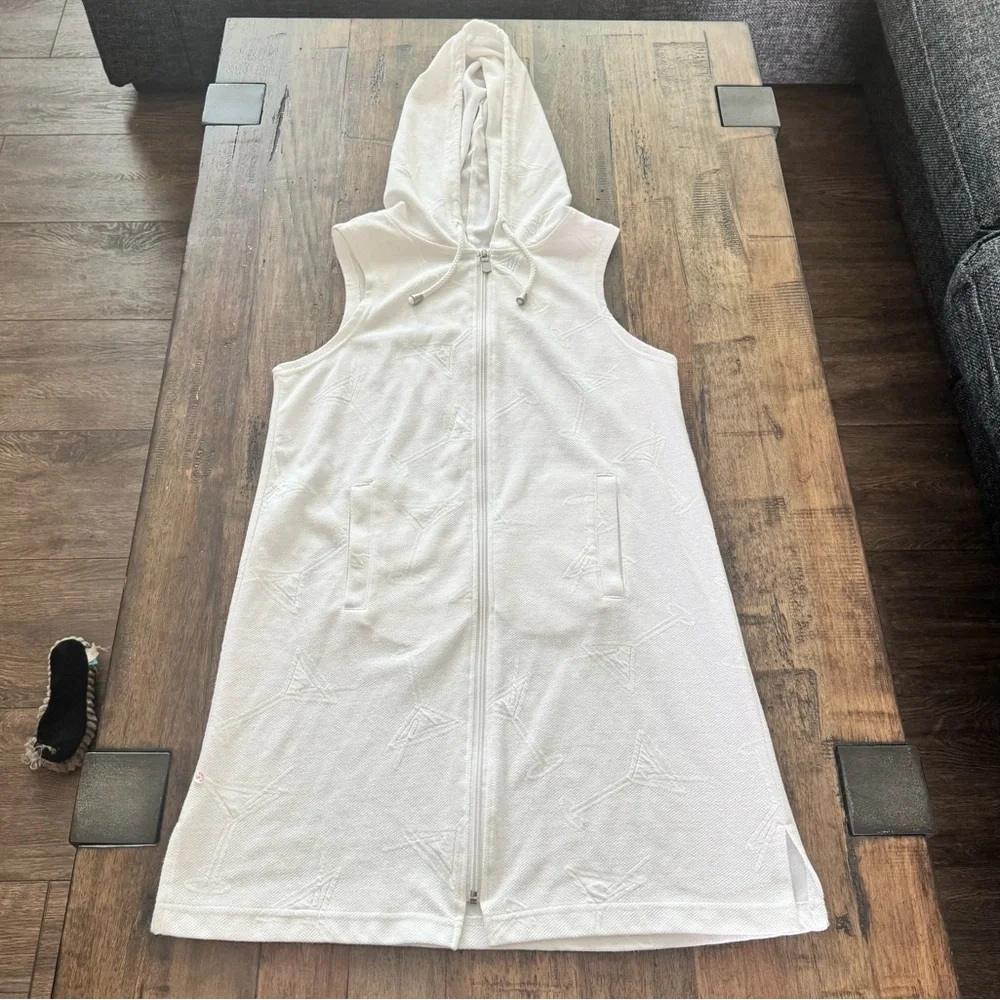 NWOT Kim Rogers White Martini Glass Hooded Swim Cover Up Vest Size Small‎